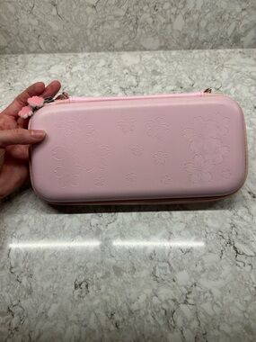 Pink Floral Embossed Zip Travel Case